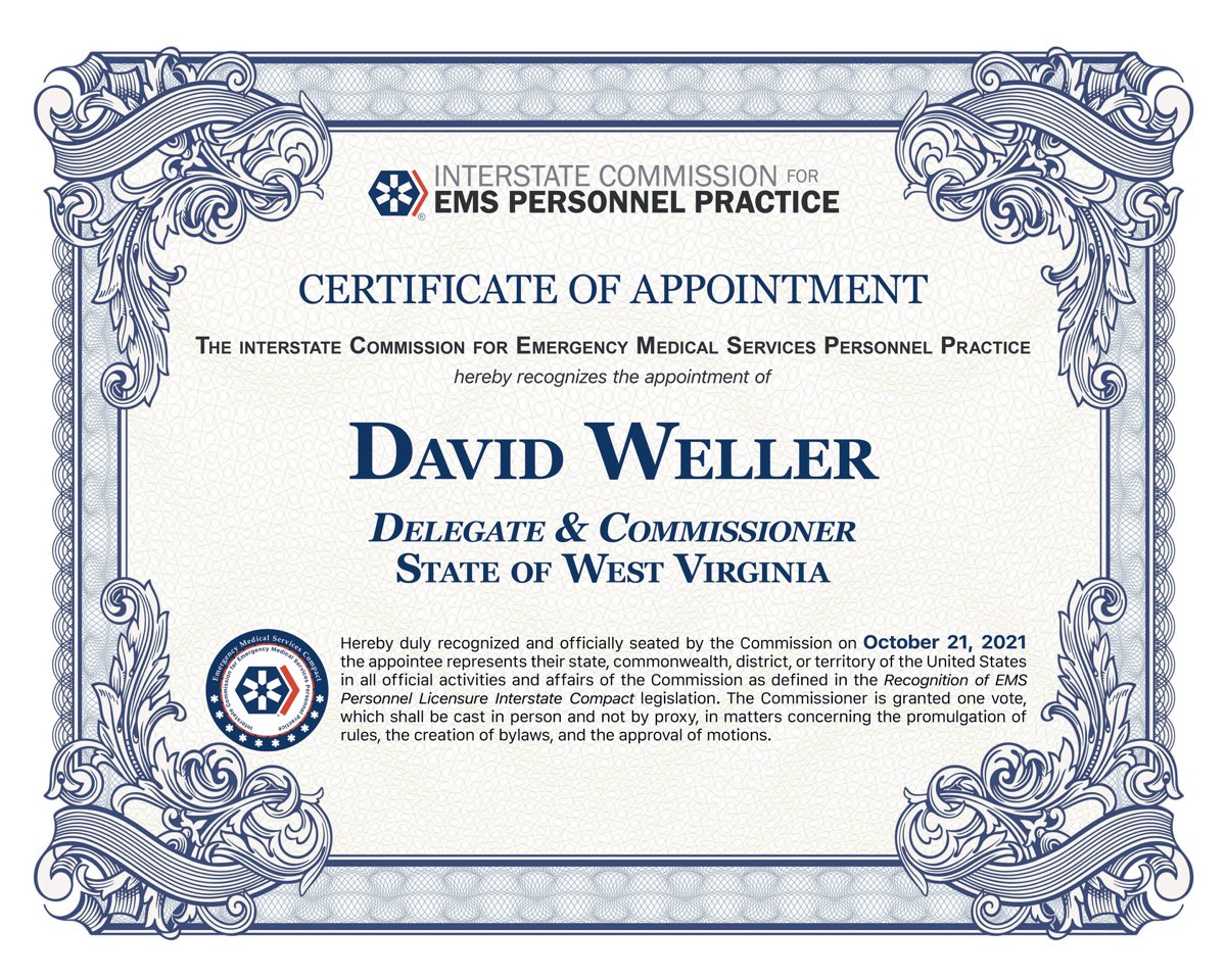 Certificate of Appointment, David Jamie Weller