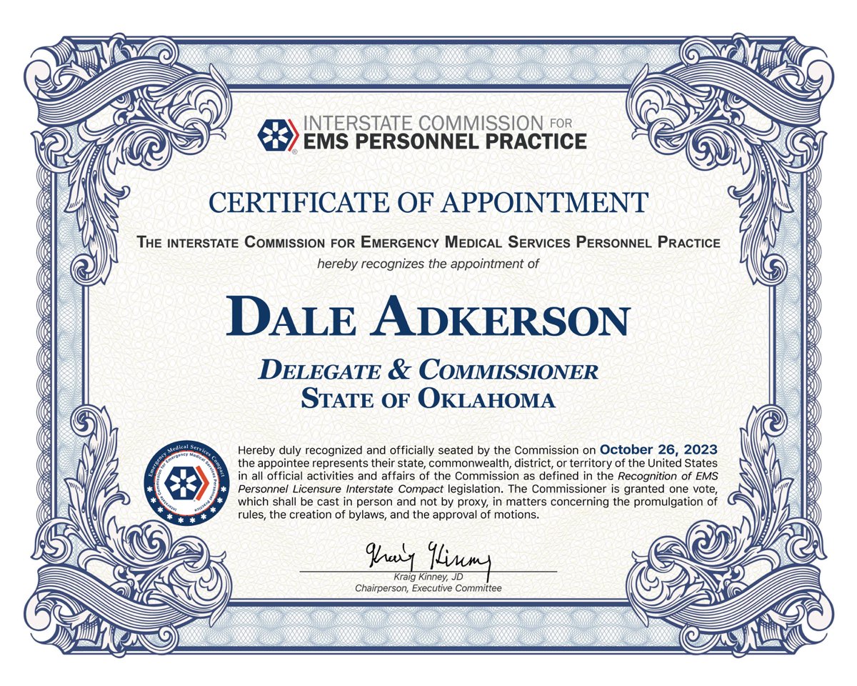 Certificate of Appointment, Dale Adkerson