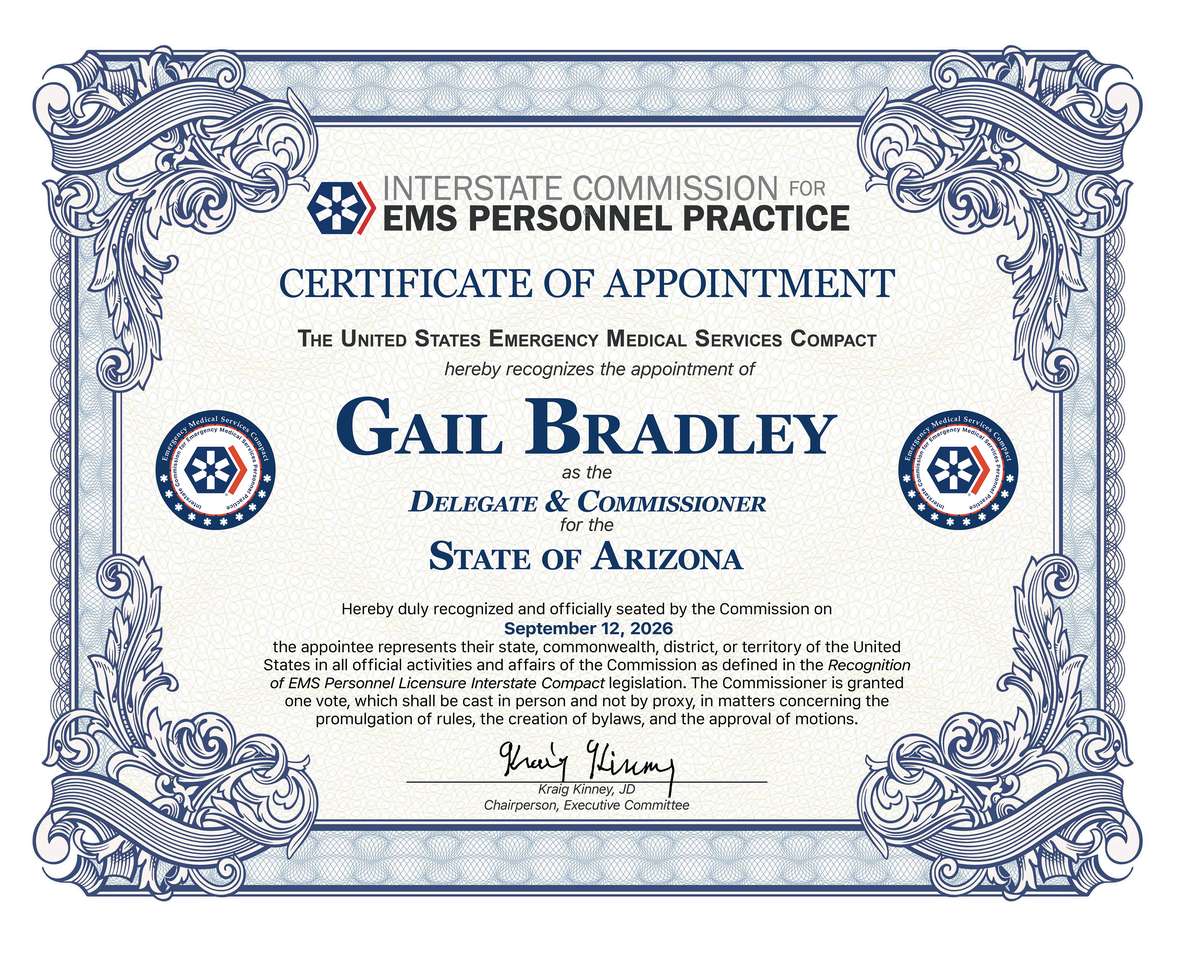 Certificate of Appointment, Commissioner Gail H. Bradley