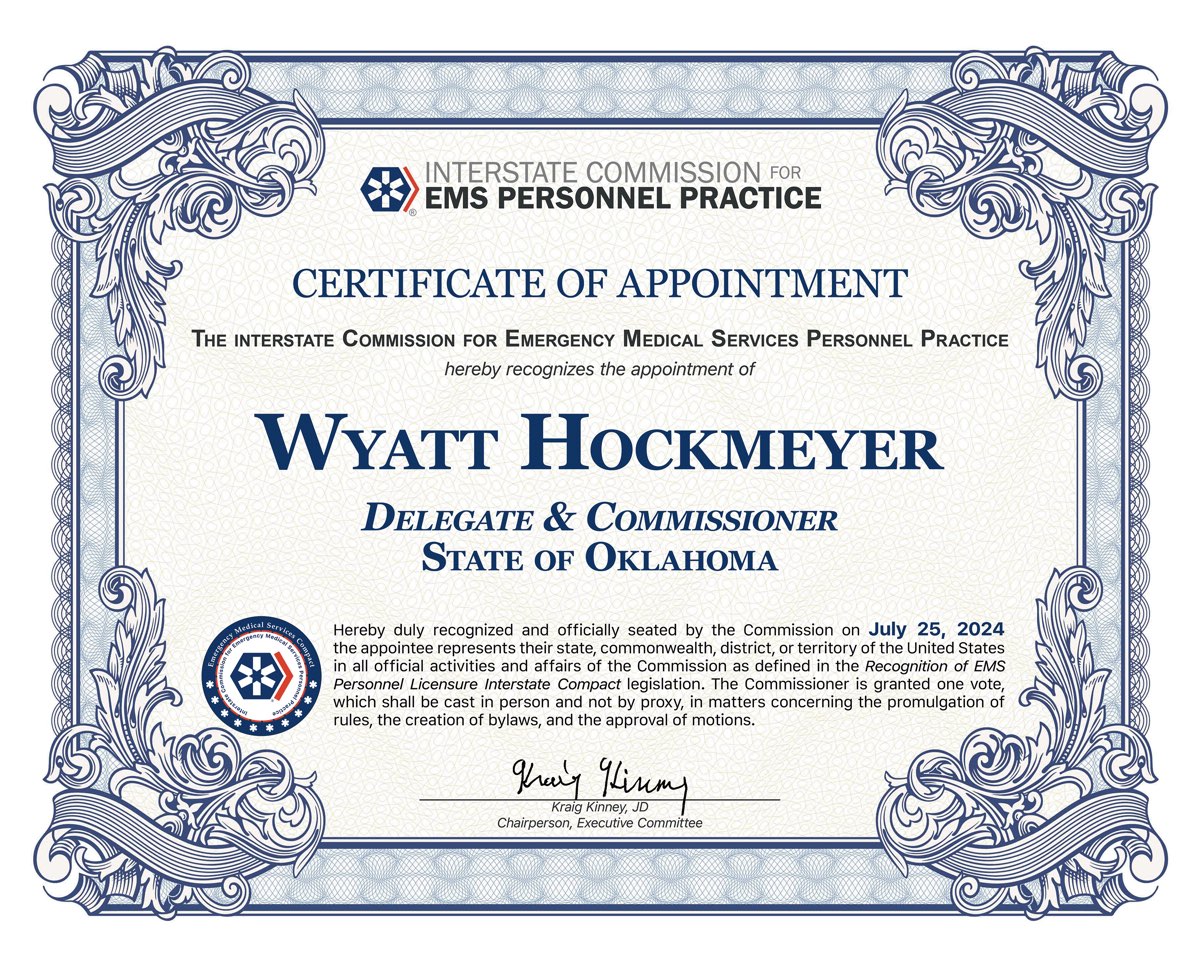 Certificate of Appointment, Wyatt Hockmeyer