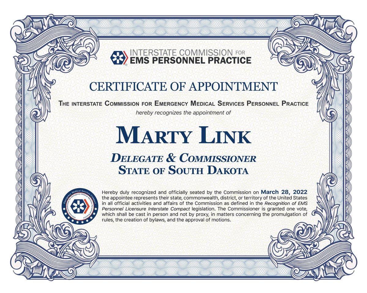Certificate of Appointment, Marty Link