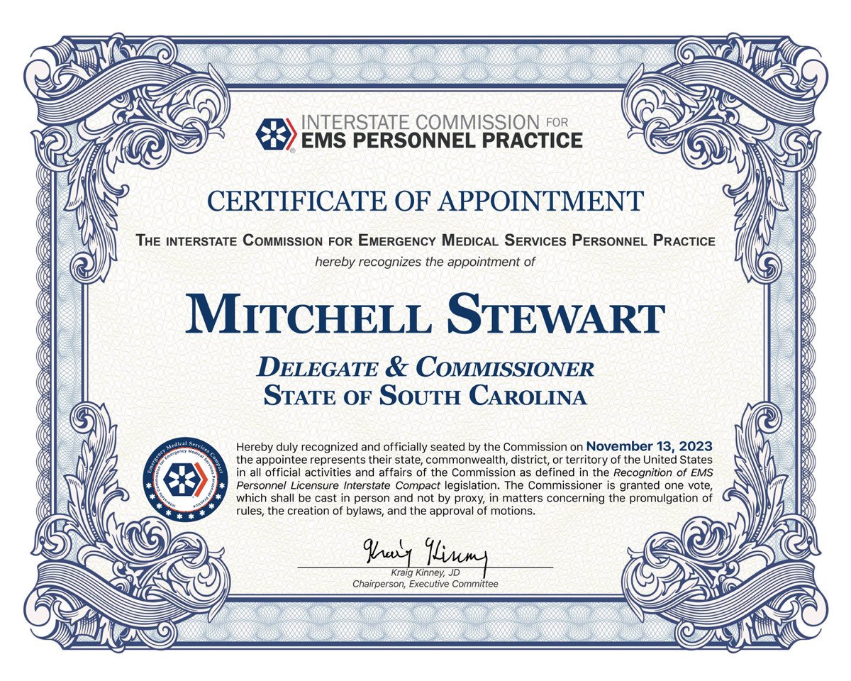 Certificate of Appointment, Mitch Stewart
