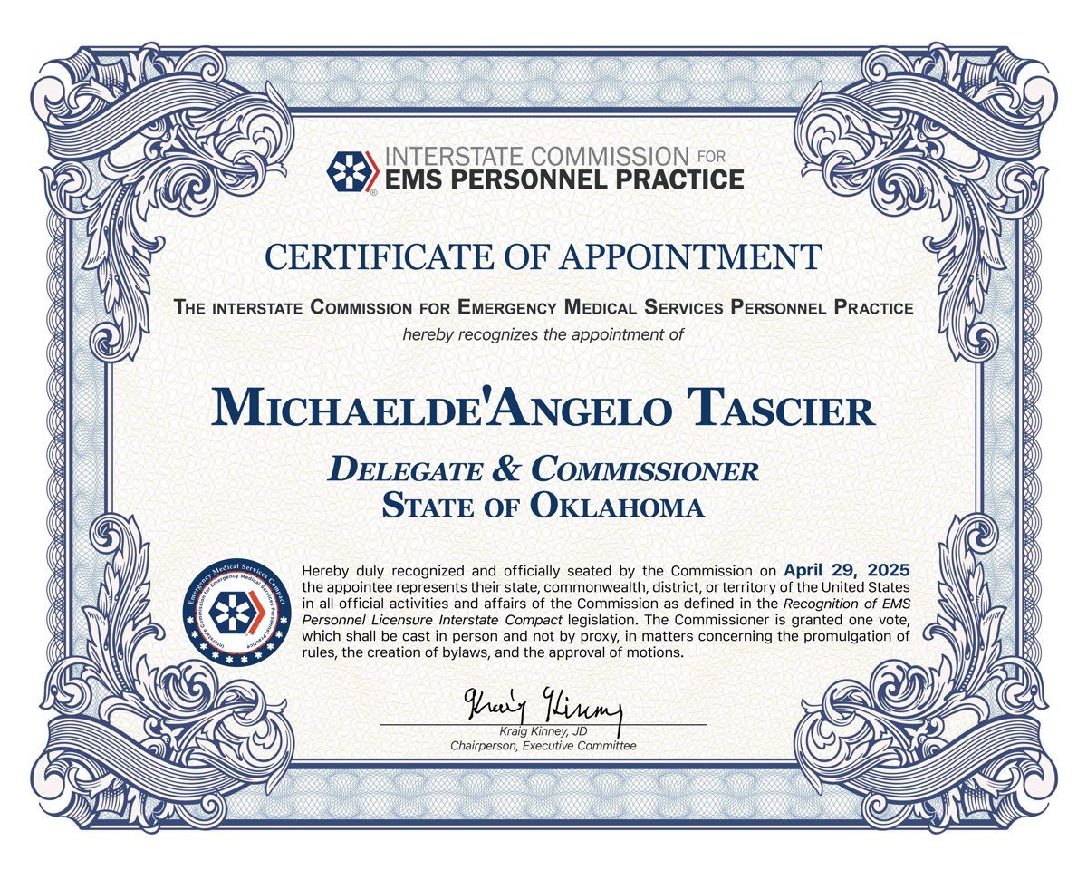 Certificate of Appointment, Michaelde'Angelo Tascier