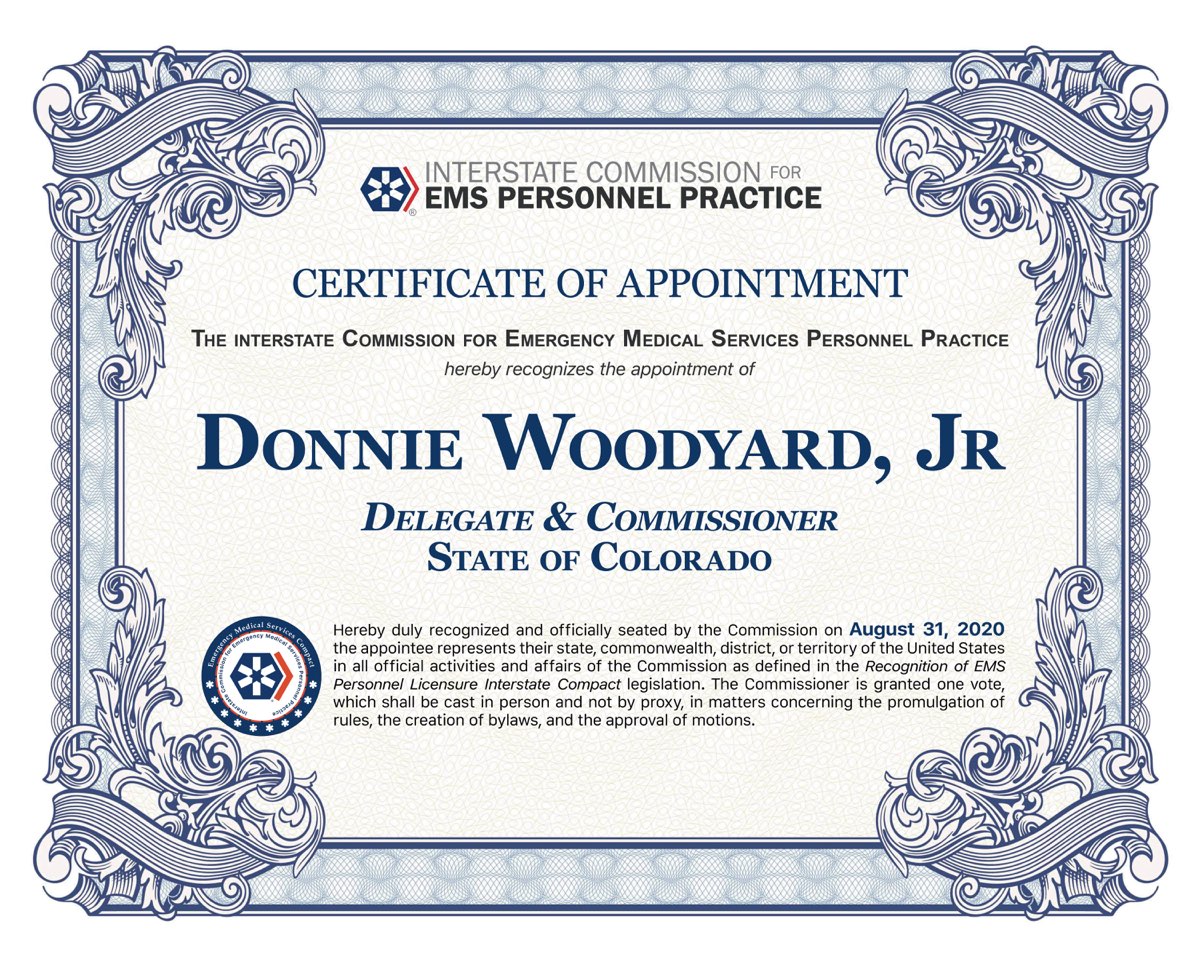 Certificate of Appointment, Donnie Woodyard