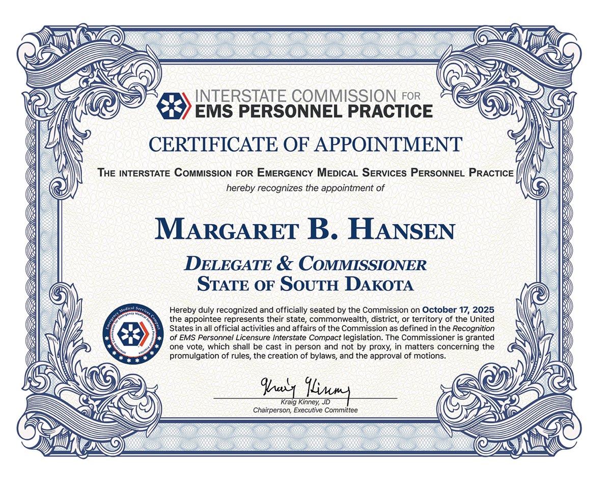Certificate of Appointment, Commissioner Margaret B. Hansen