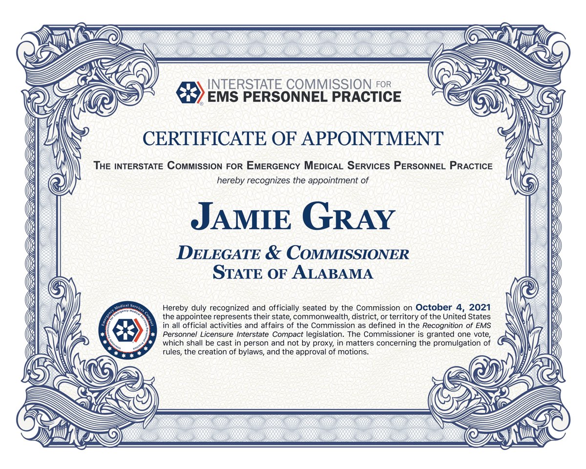 Certificate of Appointment, Commissioner Jamie Gray
