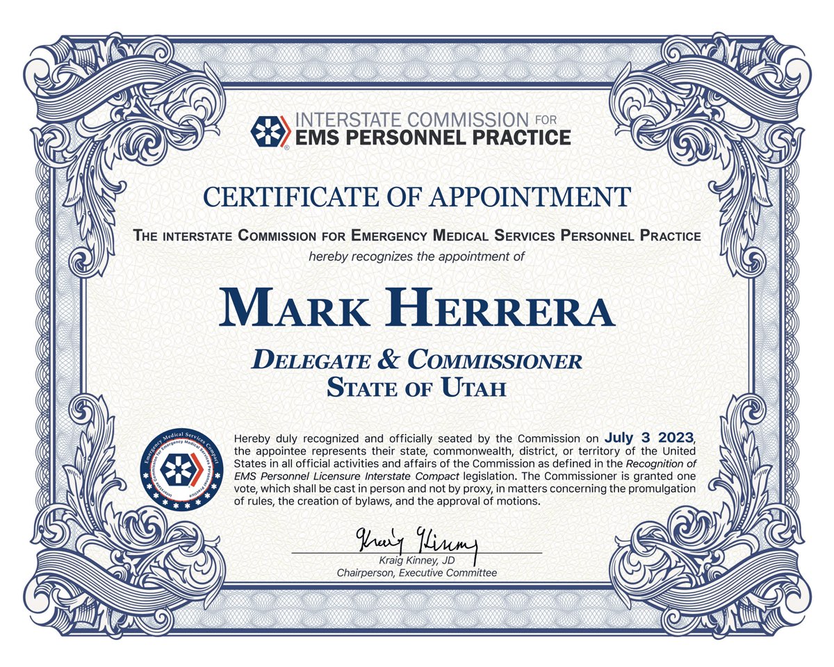Certificate of Appointment, Commissioner Mark Herrera
