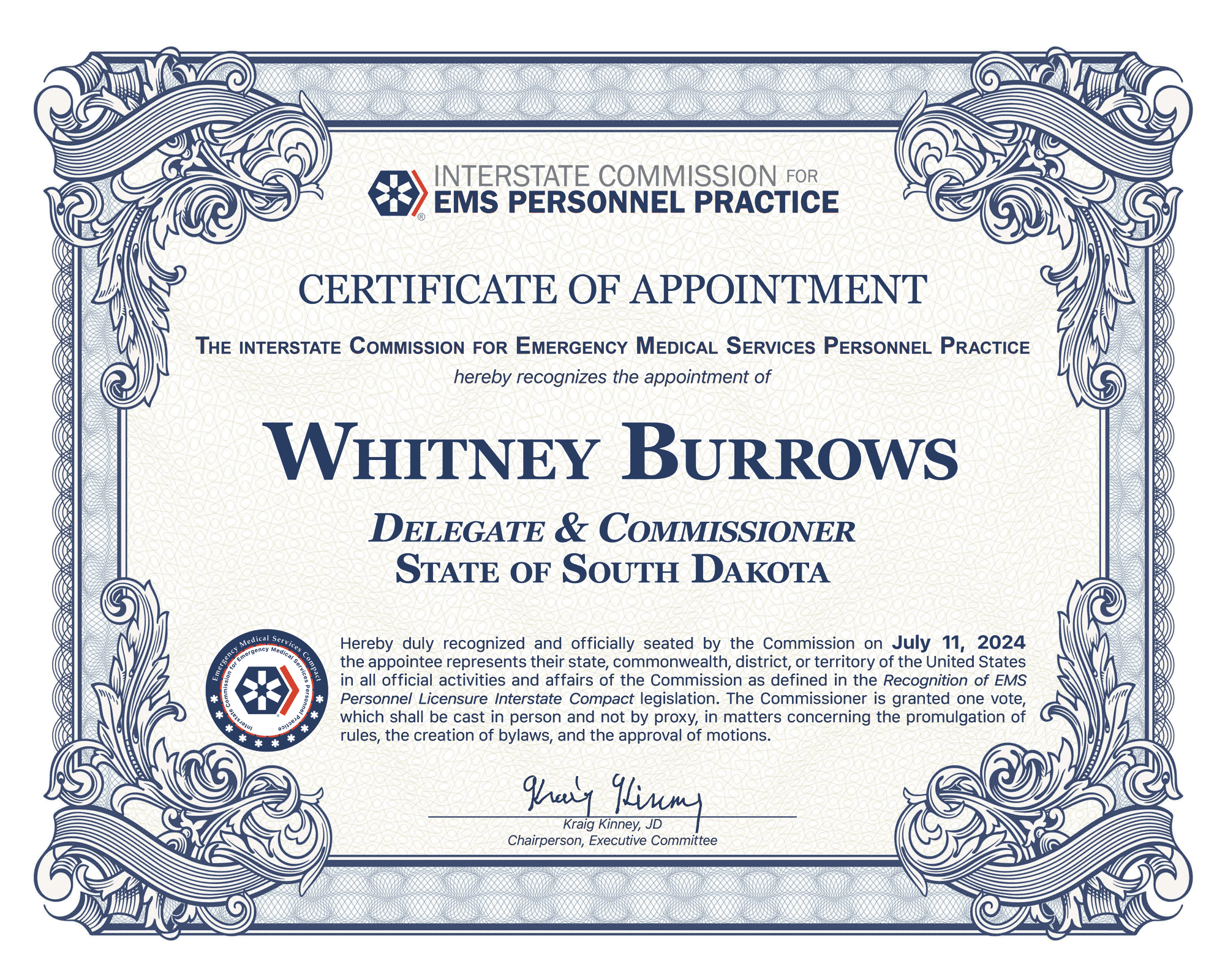 Certificate of appointment